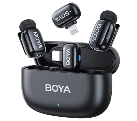 Boya Mini 1RX USB-C + 1RX Lightning Port + 2TX Wireless Microphone Black