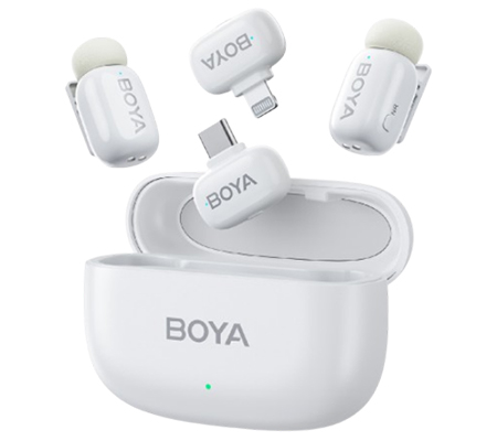 Boya Mini 1RX USB-C + 1RX Lightning Port + 2TX Wireless Microphone White