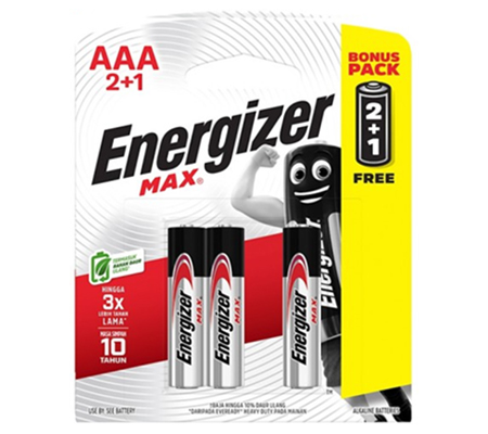 Energizer Alkaline AAA 2pcs + 1pc Free Battery