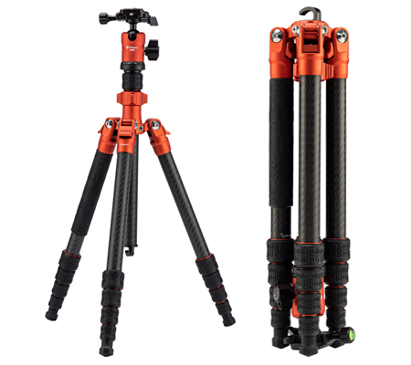 Fotopro Sherpa Carbon Fiber + FPH-42QS Ball Head Tripod Monopod Camera Orange