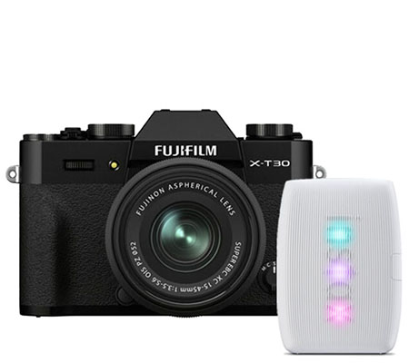 Fujifilm XT30 II kit 15-45mm Black Special Package with Instax Mini Link 3 Clay White