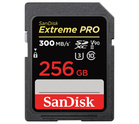 SanDisk SDXC Extreme Pro 256GB UHS-II V90 (Read 300MB/s and Write 260MB/s)