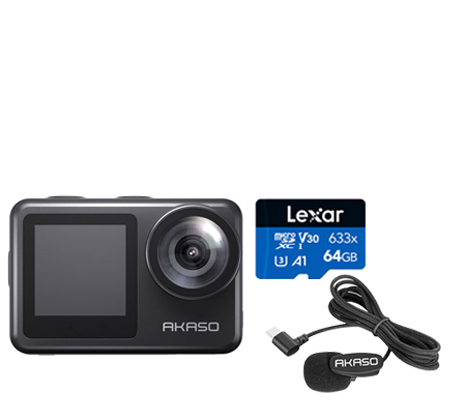 Akaso Brave 7 LE Action Camera +  External Mic Type-C + Lexar Micro SDXC 64GB 100MB/s