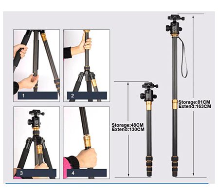 Beike Q999C Carbon Fiber Tripod Monopod