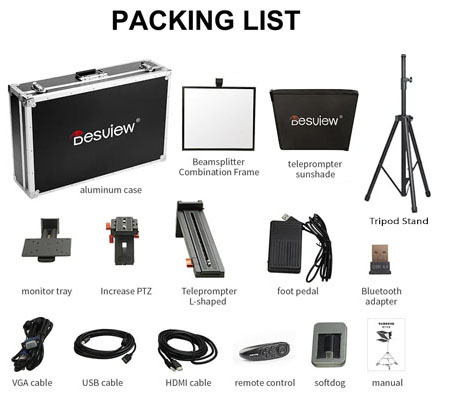 Desview T15 Teleprompter Set with 15'' Reversing Monitor for Broadcast Recording