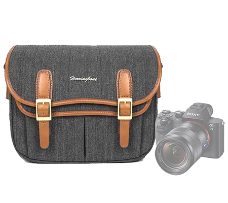 Herringbone Maniere Medium Camera Sling Bag Charcoal