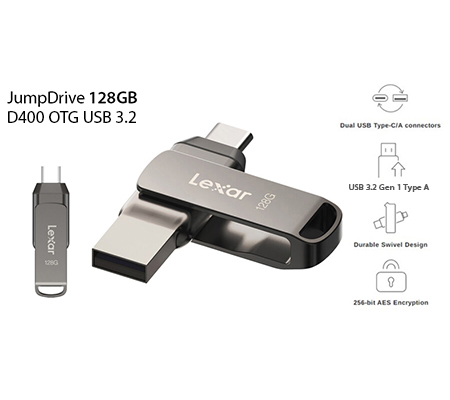 Lexar 128GB JumpDrive Dual Drive D400 USB 3.2 Type-C