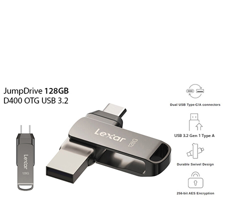 Lexar 128GB JumpDrive Dual Drive D400 USB 3.2 Type-C
