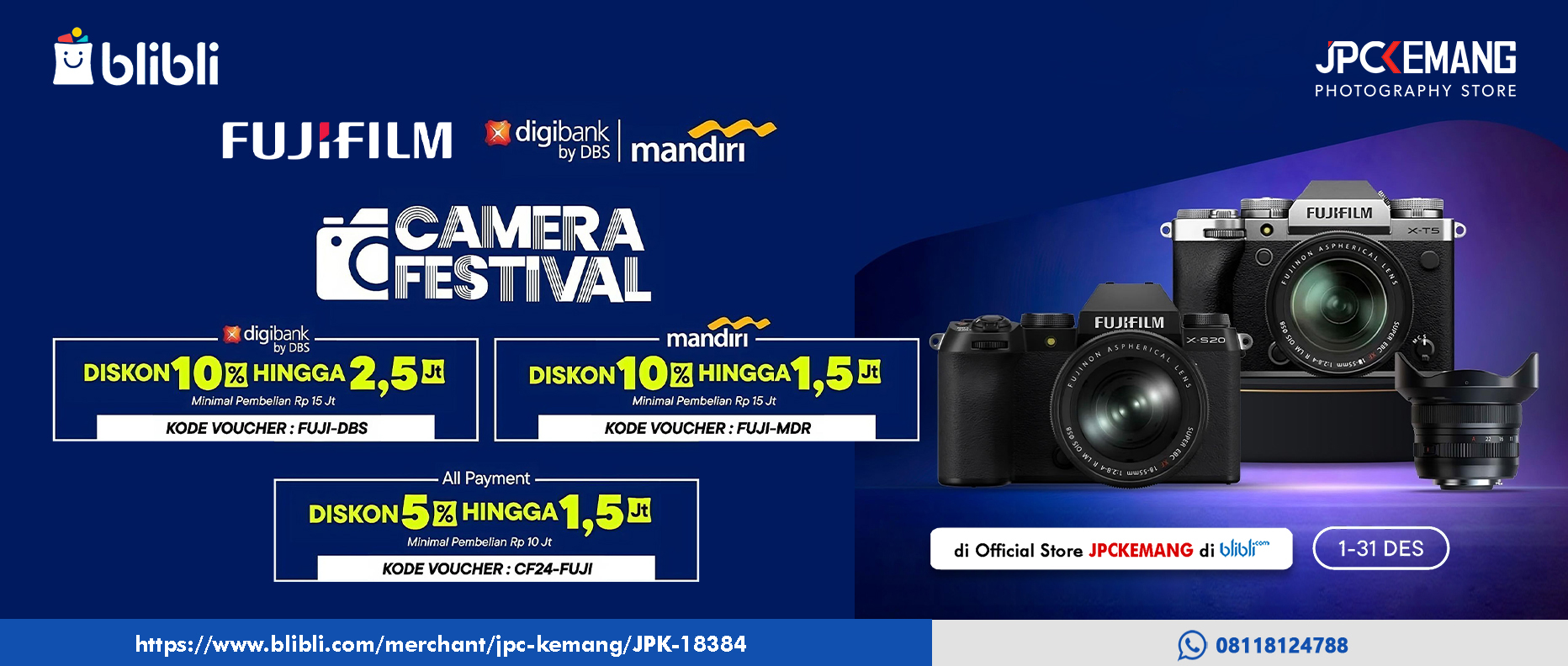 Diskon Fujifilm Kamera dan Lensa di Blibli JPC Kemang